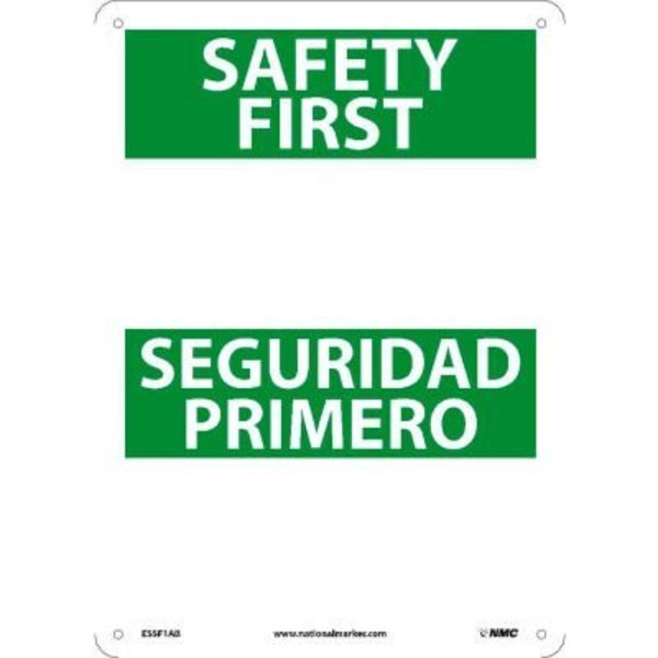 National Marker Co Bilingual Aluminum Sign - Safety First Blank ESSF1AB